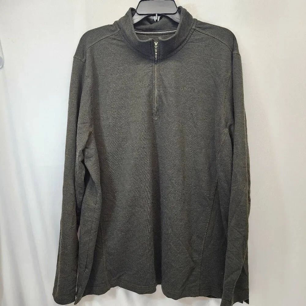 Orvis Men’s XXL Gray 1/4 Zip Pullover Stretch Long Sleeve Lightweight Shirt